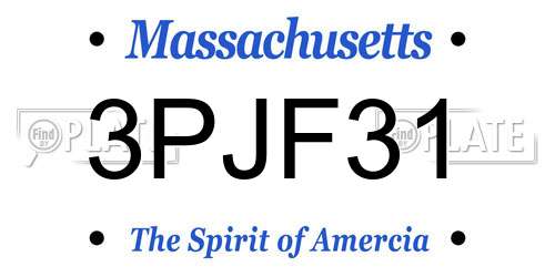3PJF31 Massachusetts License Plate
