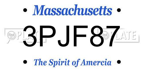 3PJF87 Massachusetts License Plate