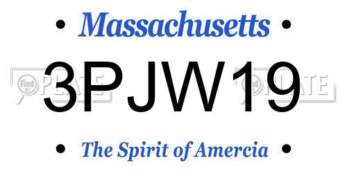 3PJW19 Massachusetts License Plate