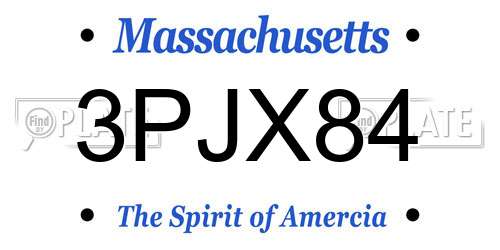 3PJX84 Massachusetts License Plate