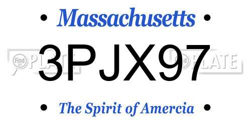 3PJX97 Massachusetts License Plate