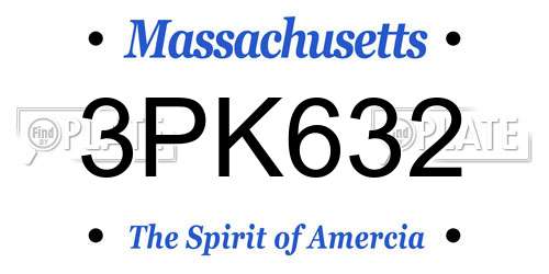 3PK632 Massachusetts License Plate