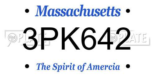 3PK642 Massachusetts License Plate