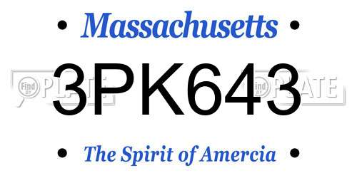 3PK643 Massachusetts License Plate