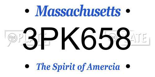 3PK658 Massachusetts License Plate