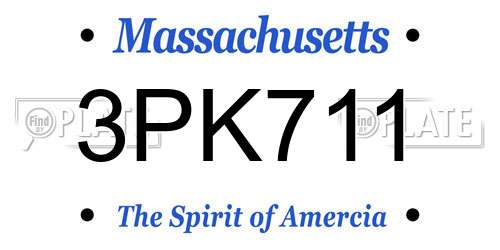 3PK711 Massachusetts License Plate