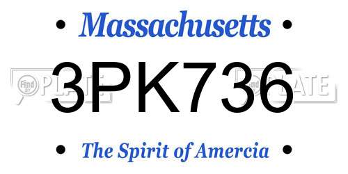 3PK736 Massachusetts License Plate