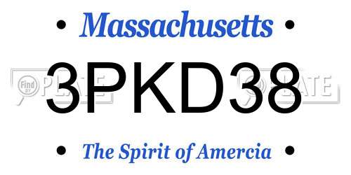 3PKD38 Massachusetts License Plate