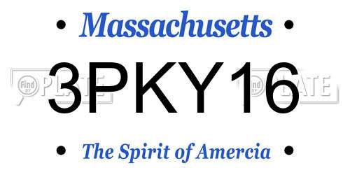 3PKY16 Massachusetts License Plate