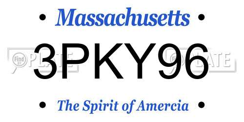 3PKY96 Massachusetts License Plate