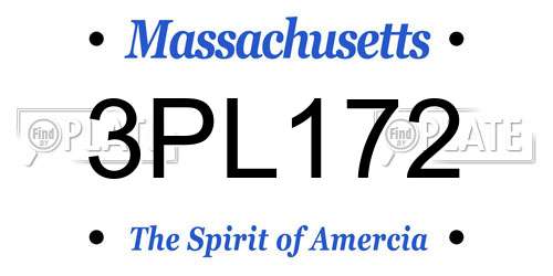 3PL172 Massachusetts License Plate