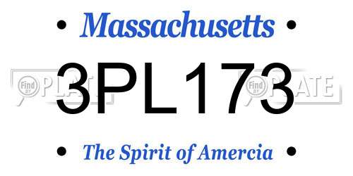 3PL173 Massachusetts License Plate