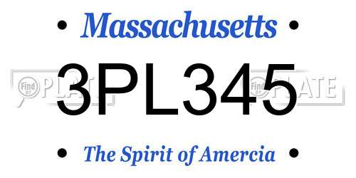 3PL345 Massachusetts License Plate