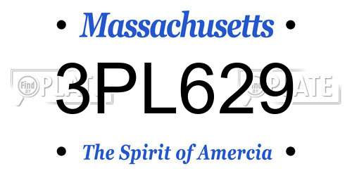 3PL629 Massachusetts License Plate
