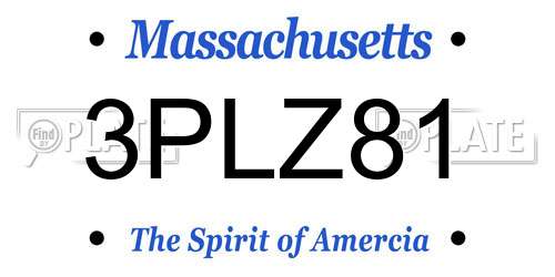 3PLZ81 Massachusetts License Plate
