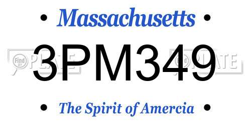 3PM349 Massachusetts License Plate