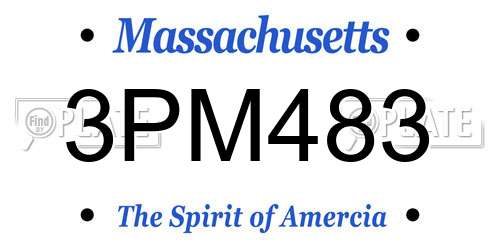 3PM483 Massachusetts License Plate