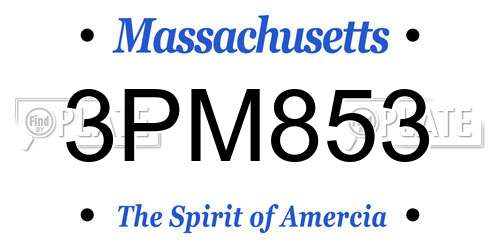 3PM853 Massachusetts License Plate