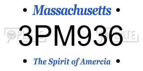 3PM936 Massachusetts License Plate