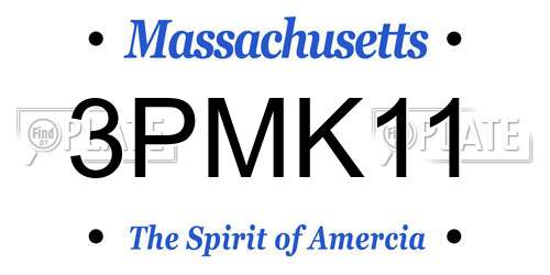 3PMK11 Massachusetts License Plate