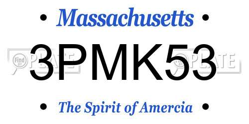 3PMK53 Massachusetts License Plate