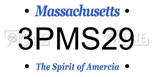 3PMS29 Massachusetts License Plate