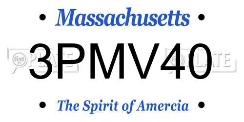 3PMV40 Massachusetts License Plate