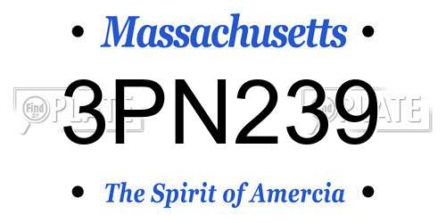 3PN239 Massachusetts License Plate