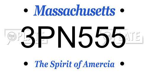 3PN555 Massachusetts License Plate