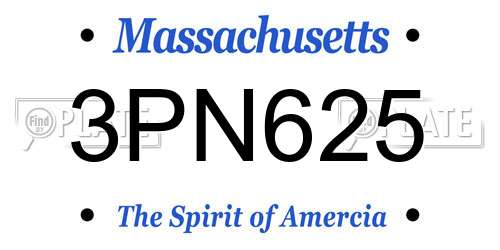 3PN625 Massachusetts License Plate