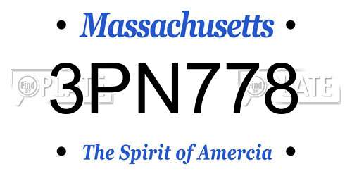 3PN778 Massachusetts License Plate