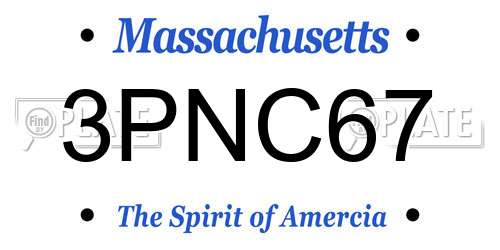 3PNC67 Massachusetts License Plate