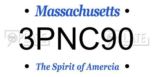 3PNC90 Massachusetts License Plate