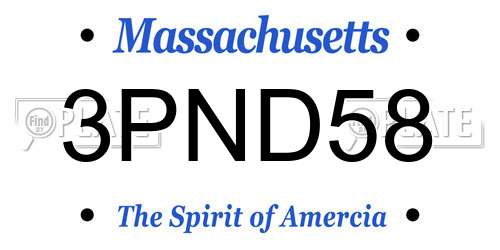 3PND58 Massachusetts License Plate