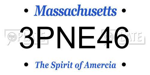 3PNE46 Massachusetts License Plate