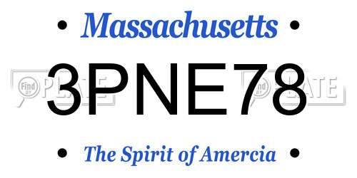 3PNE78 Massachusetts License Plate