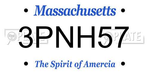 3PNH57 Massachusetts License Plate