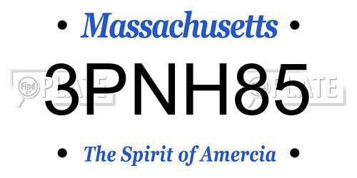 3PNH85 Massachusetts License Plate