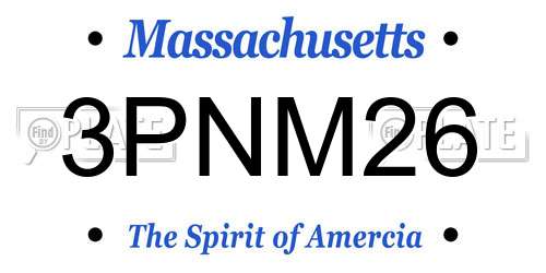 3PNM26 Massachusetts License Plate