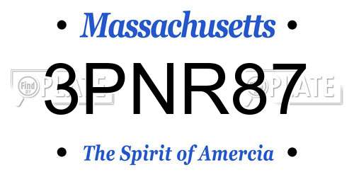 3PNR87 Massachusetts License Plate