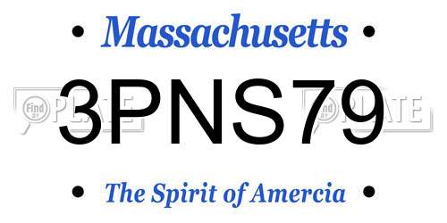 3PNS79 Massachusetts License Plate