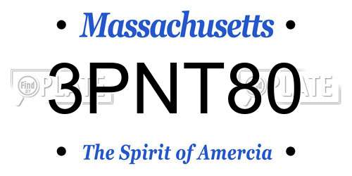 3PNT80 Massachusetts License Plate