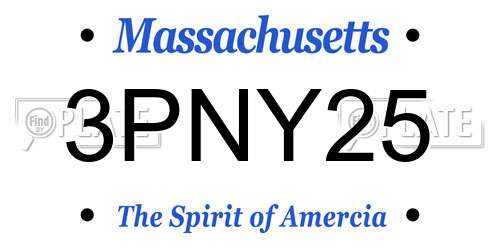 3PNY25 Massachusetts License Plate