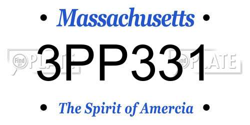 3PP331 Massachusetts License Plate