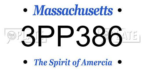 3PP386 Massachusetts License Plate