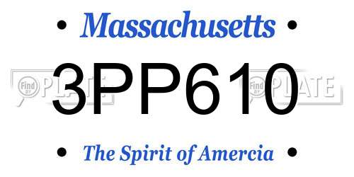 3PP610 Massachusetts License Plate