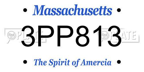 3PP813 Massachusetts License Plate