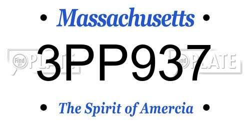 3PP937 Massachusetts License Plate