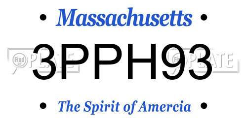 3PPH93 Massachusetts License Plate