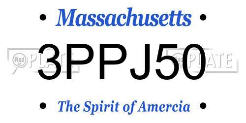 3PPJ50 Massachusetts License Plate
